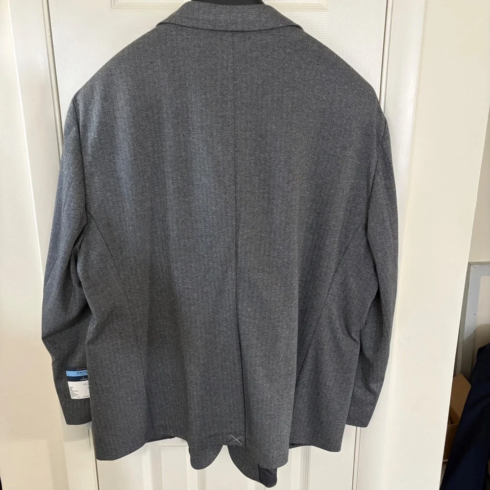 Stafford Big‎ & Tall Mens 58R Charcoal Herringbone Stretch Comfort Blazer Jacket